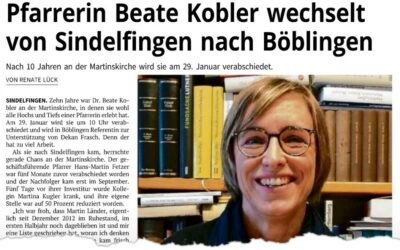 Pfarrerin Beate Kobler wechselt von Sindelfingen nach Böblingen