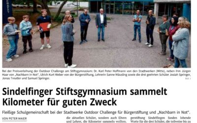 Sindelfinger Stiftsgymnasium sammelt Kilometer für guten Zweck