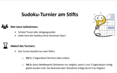 Sodoku-Turnier am Stifts ab nächster Woche